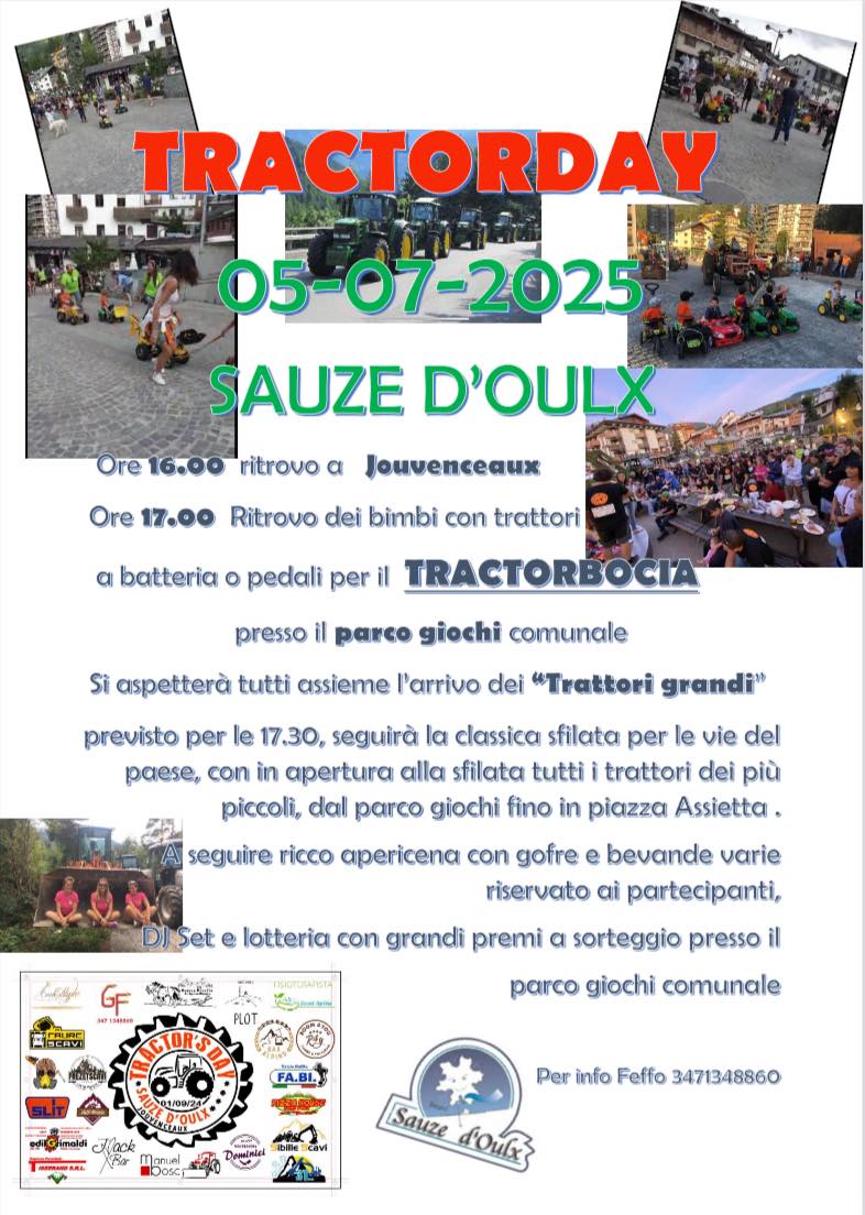 Locandina con foto trattori e programma evento che si terrà il 05 luglio a partire dalle ore 16.00