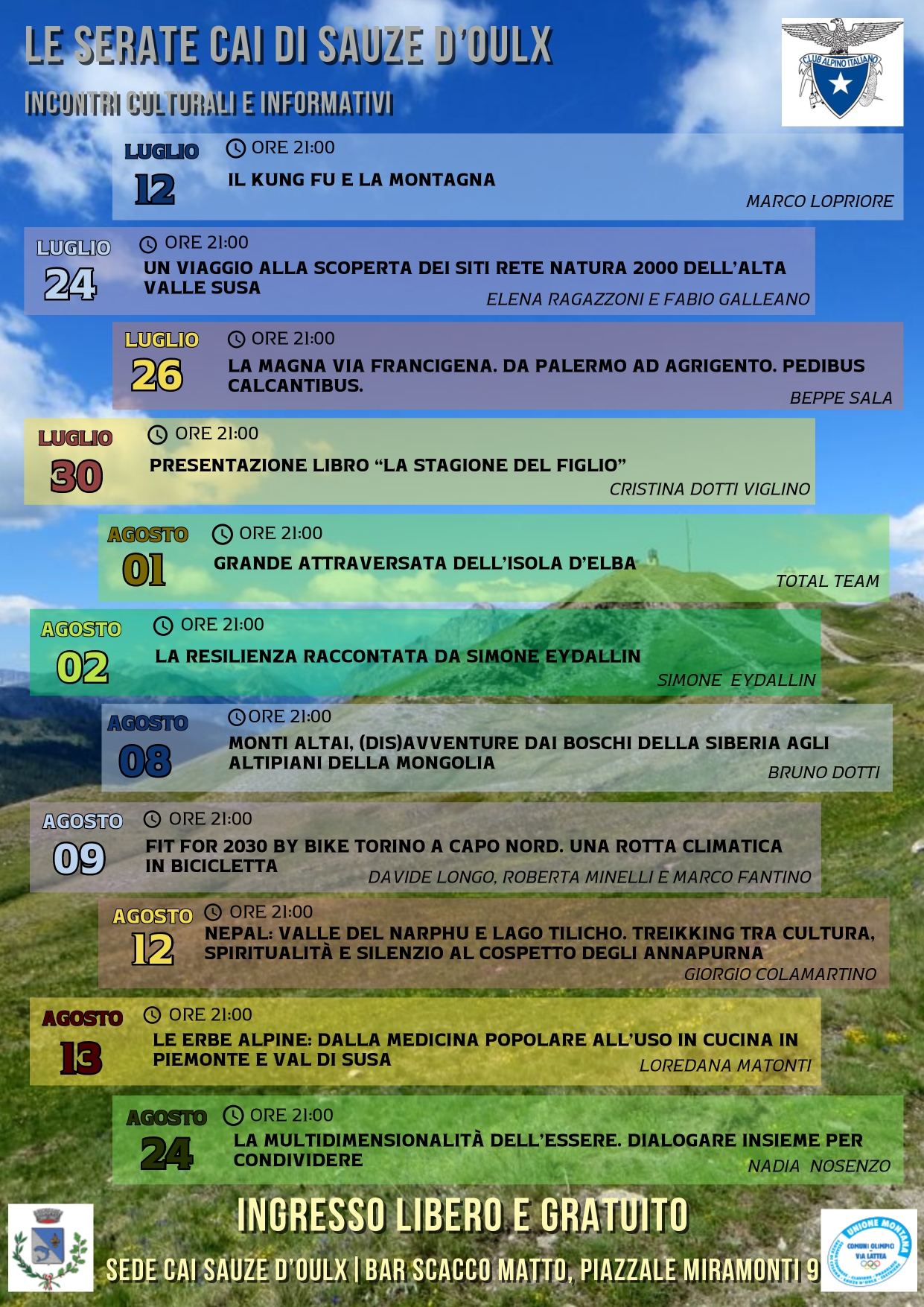 Locandina serate del CAI di Sauze d'Oulx