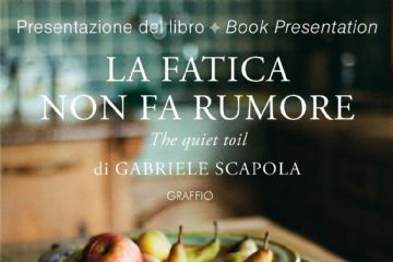 Locandina presentazione libro con una ciotola di frutta al centro