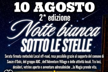 Locandina evento che si terrà il 10 agosto relativa alla Notte bianca sotto le stelle