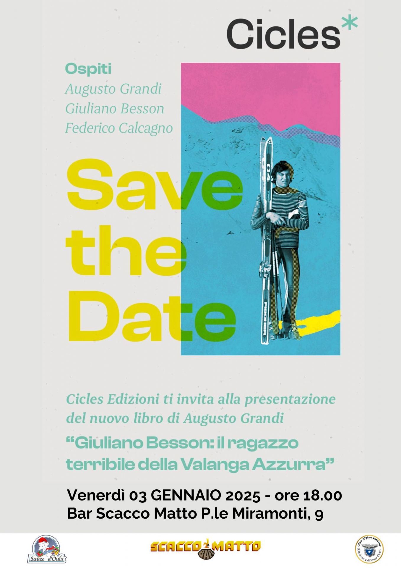 Locandina con foto colorata di Giuliano Besson. 