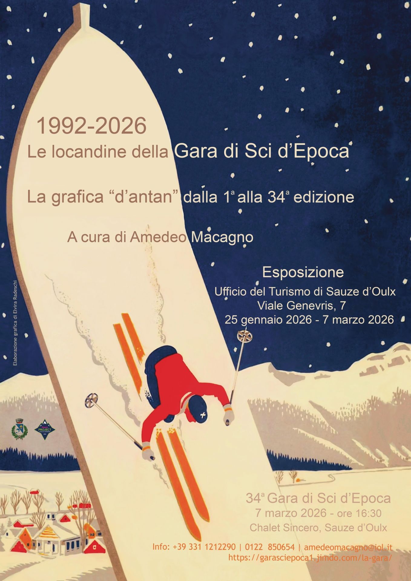 Locandina con uno sciatore