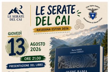 Locandina dell'evento che si terrà il 13 agosto, con la copertina del libro
