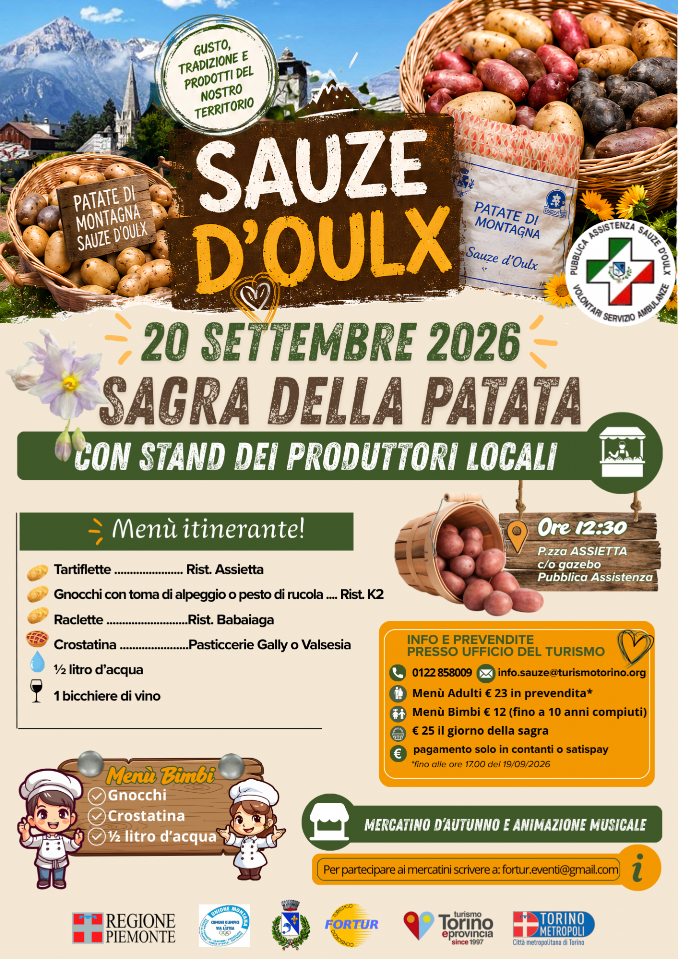 Locandina Sagra della patata con tutti i dettagli circa l'evento